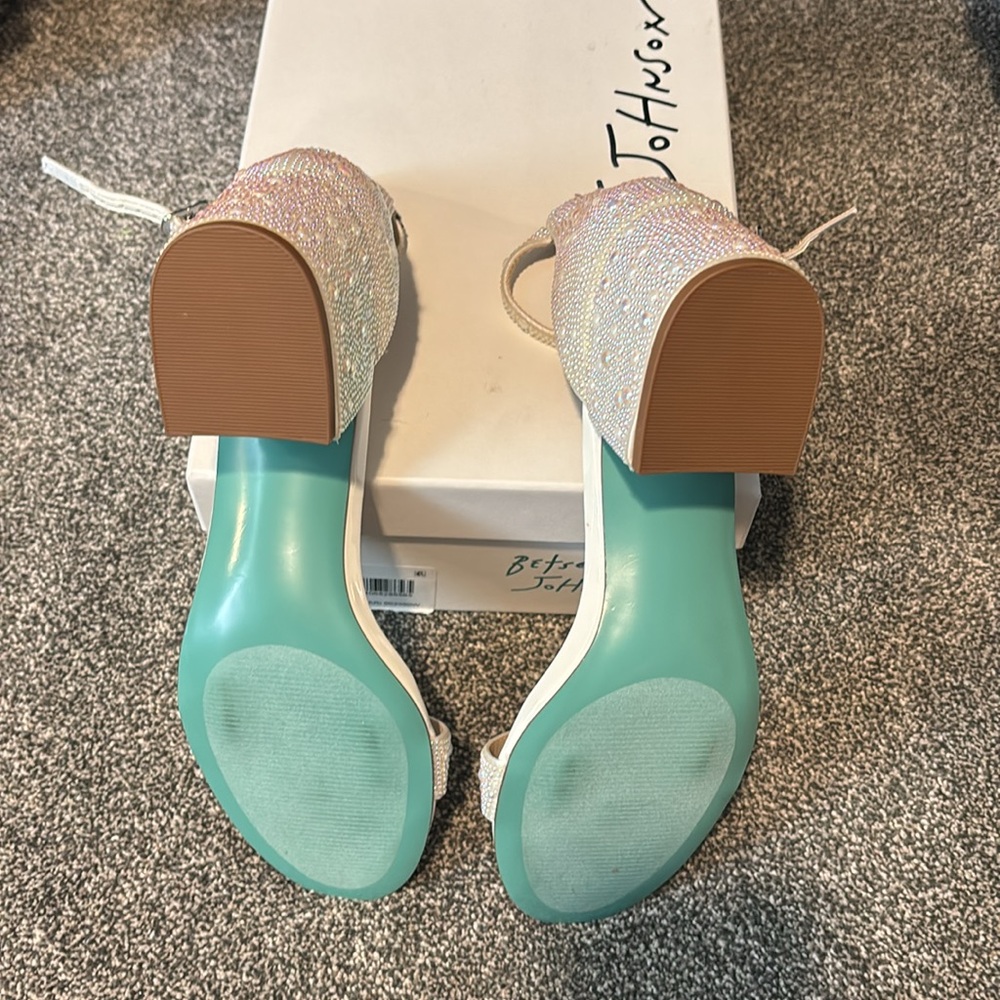 Betsey Johnson White Sparkly Heels - Picture 5 of 5